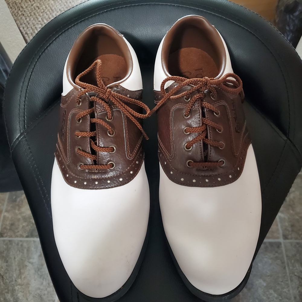 FootJoy GreenJoys Men's Classic Brown & White Soft Cleet Golf Shoes size 10W